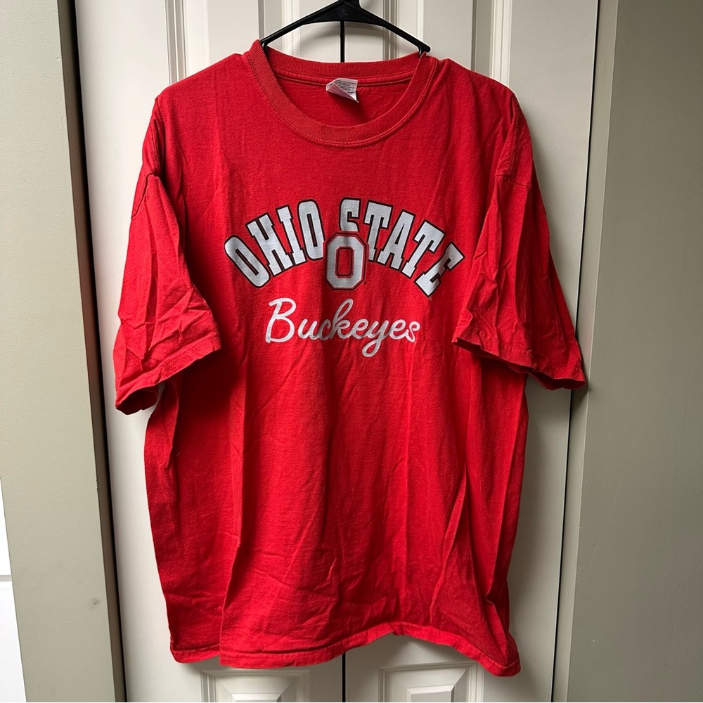 Gildan Red Ohio State Buckye T-Shirt - XL, Preshrunken Cotton